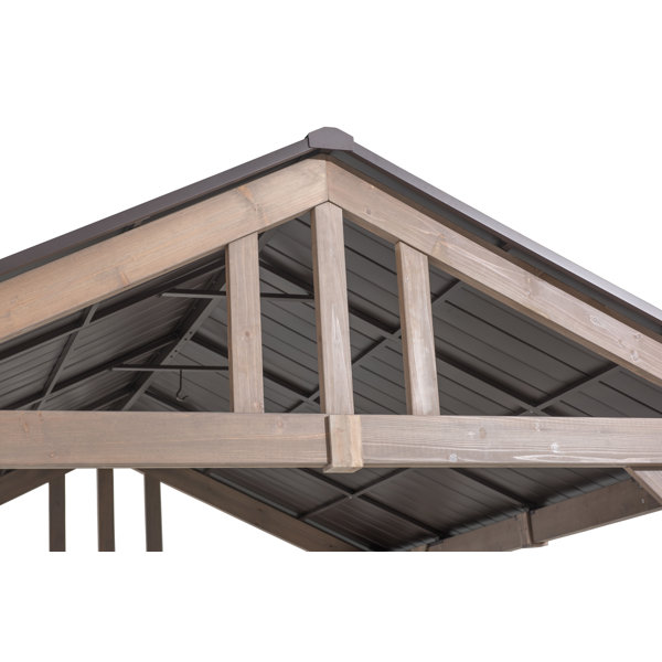 Sunjoy 12 ft. x 14 ft. Patio Hudson Cedar Wood Hardtop Gazebo Wayfair